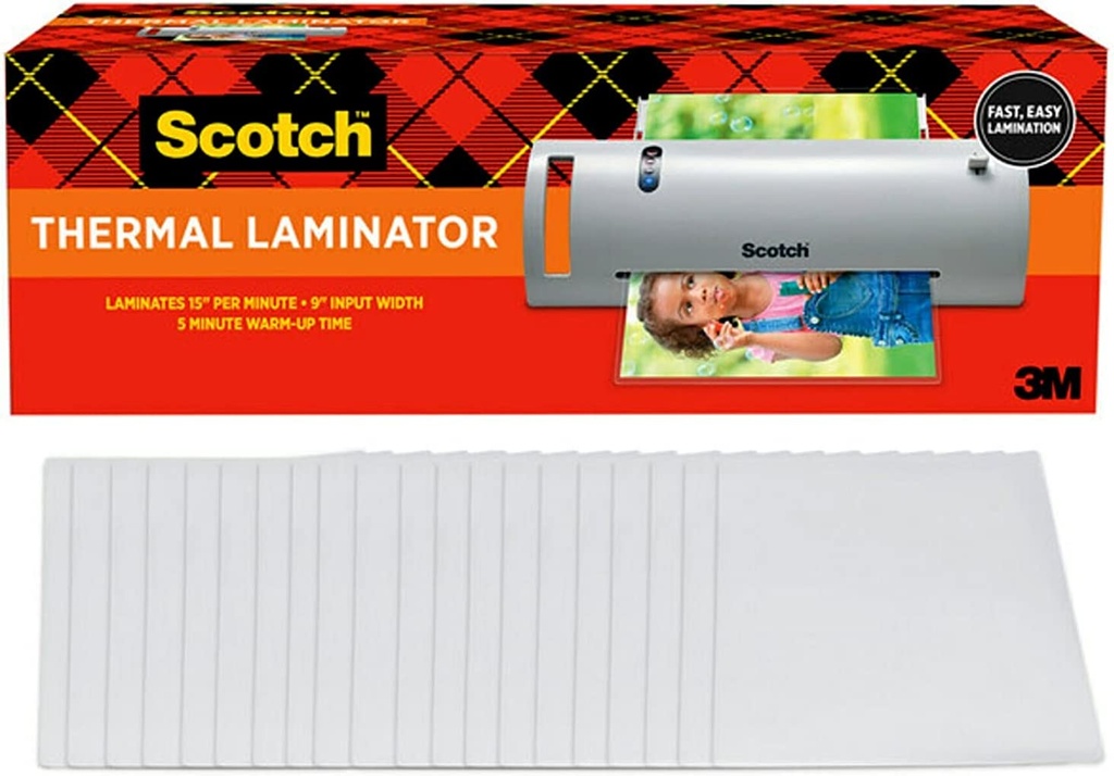 Thermal Laminator Value Pack, 9&quot; W, with 20 Letter Size Pouches