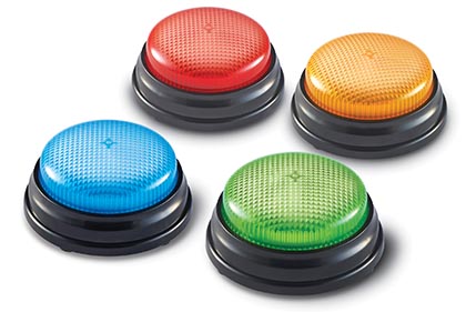 Learning Resources® Lights & Sounds Answer Buzzers, Set of 4 (3.5" dia)