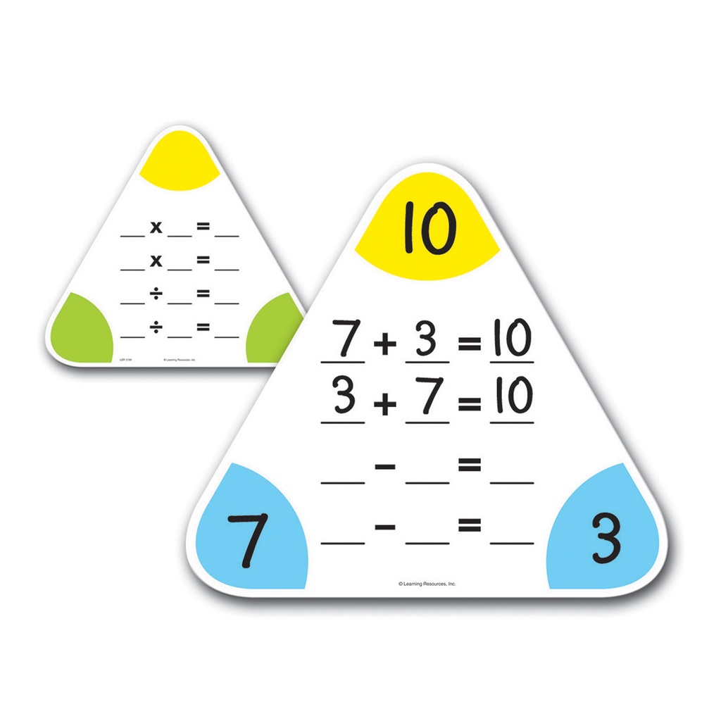 Learning Resources® Write & Wipe Fact Family Boards, Triangular dry-erase set for math fact fluency