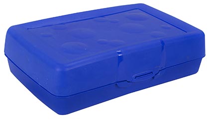 Storex® Pencil Storage Case — Blue, one‑piece latch‑hinge design