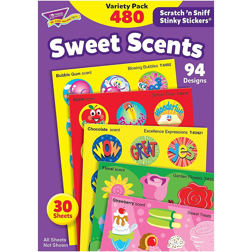 TREND® Sweet Scents Stinky Stickers — 489 Stickers, 32 Sheets, 12 Scents