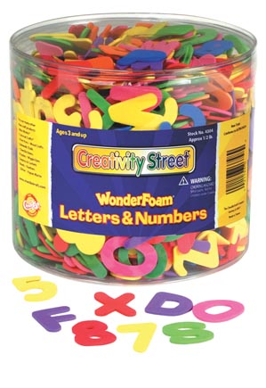 Creativity Street® Tub of WonderFoam Letters and Numbers,letters approx. 1 1/2" tall, 1/2 lb tub 