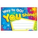 Trend Enterprises® Way to Go! You Shine! Recognition Awards — Student Recognition Certificates