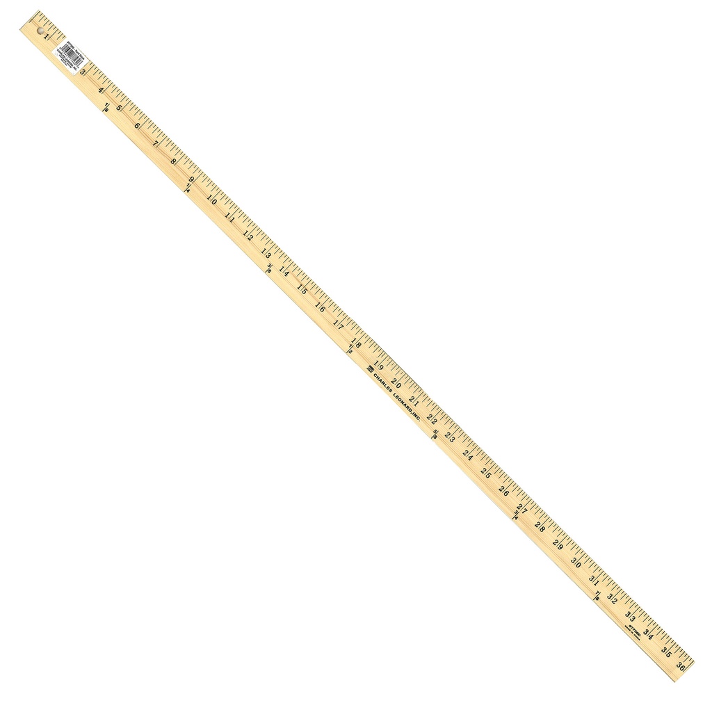 Charles Leonard® Wooden Yardstick — 36" Dual‑Scale Classroom Yardstick