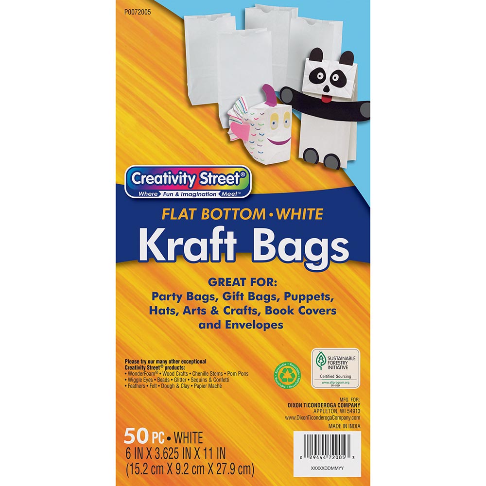 PACON® White Paper Bags — #6 size, 50 count