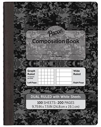 White Dual Ruled Composition Book