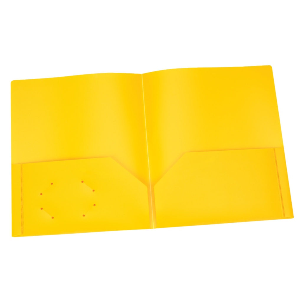 Oxford® Two Pocket Heavyweight Poly Portfolios — Yellow, Letter Size, Box of 25