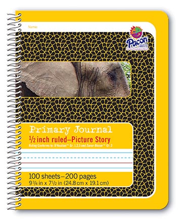 Yellow Spiral Bound Composition Book Picture Story Ruling