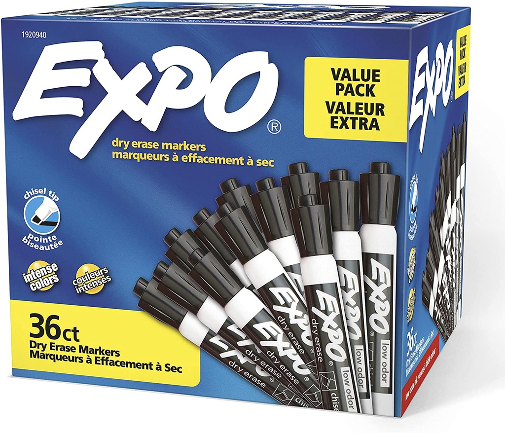 36ct Black Expo Low Odor Chisel Dry Erase Markers