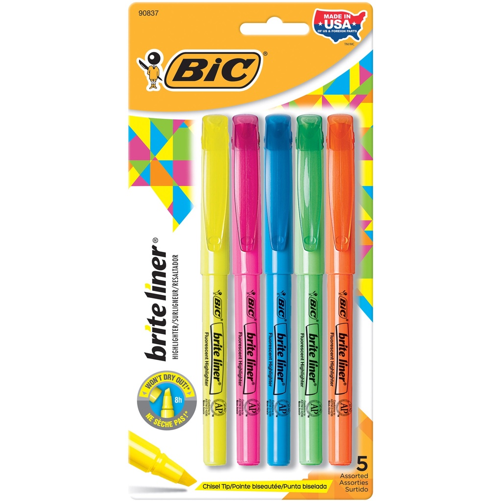 5ct Assorted Color Bic Brite Liner Highlighters