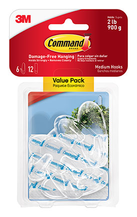 6ct Medium Clear Command Adhesives Mounting Hooks Pack