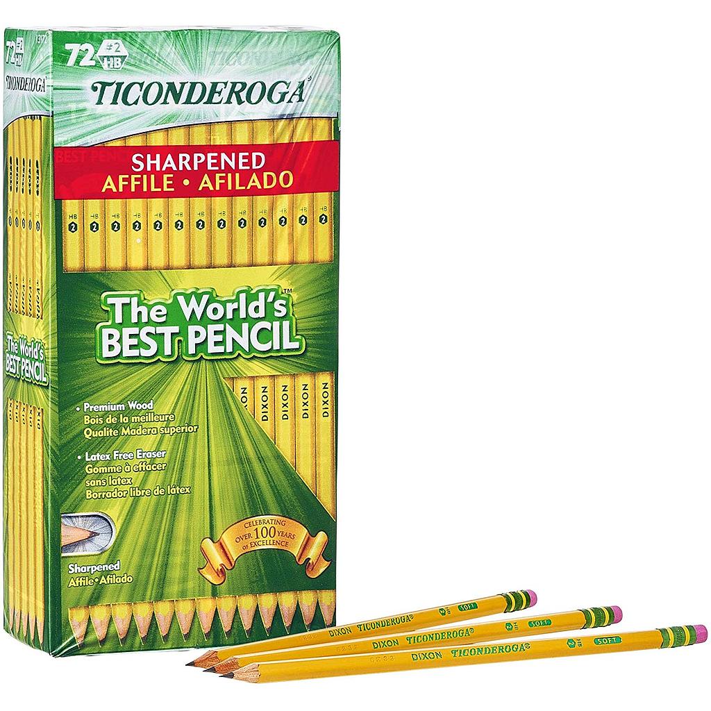Ticonderoga® Pre‑Sharpened No. 2 Pencils, 7-1/2" length, 72 Count 