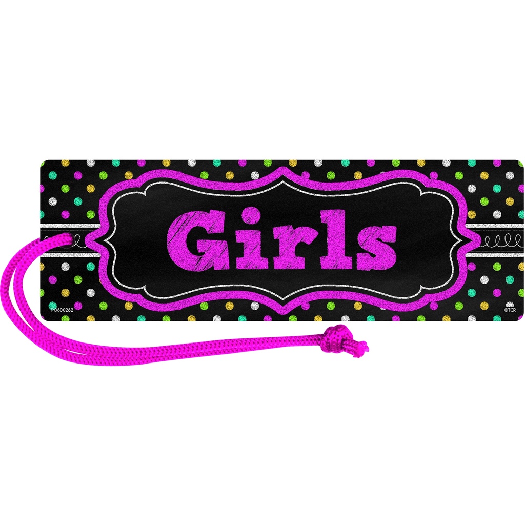 Teacher Created Resources® Chalkboard Brights Magnetic Girls Pass — 6¾" × 2¼"