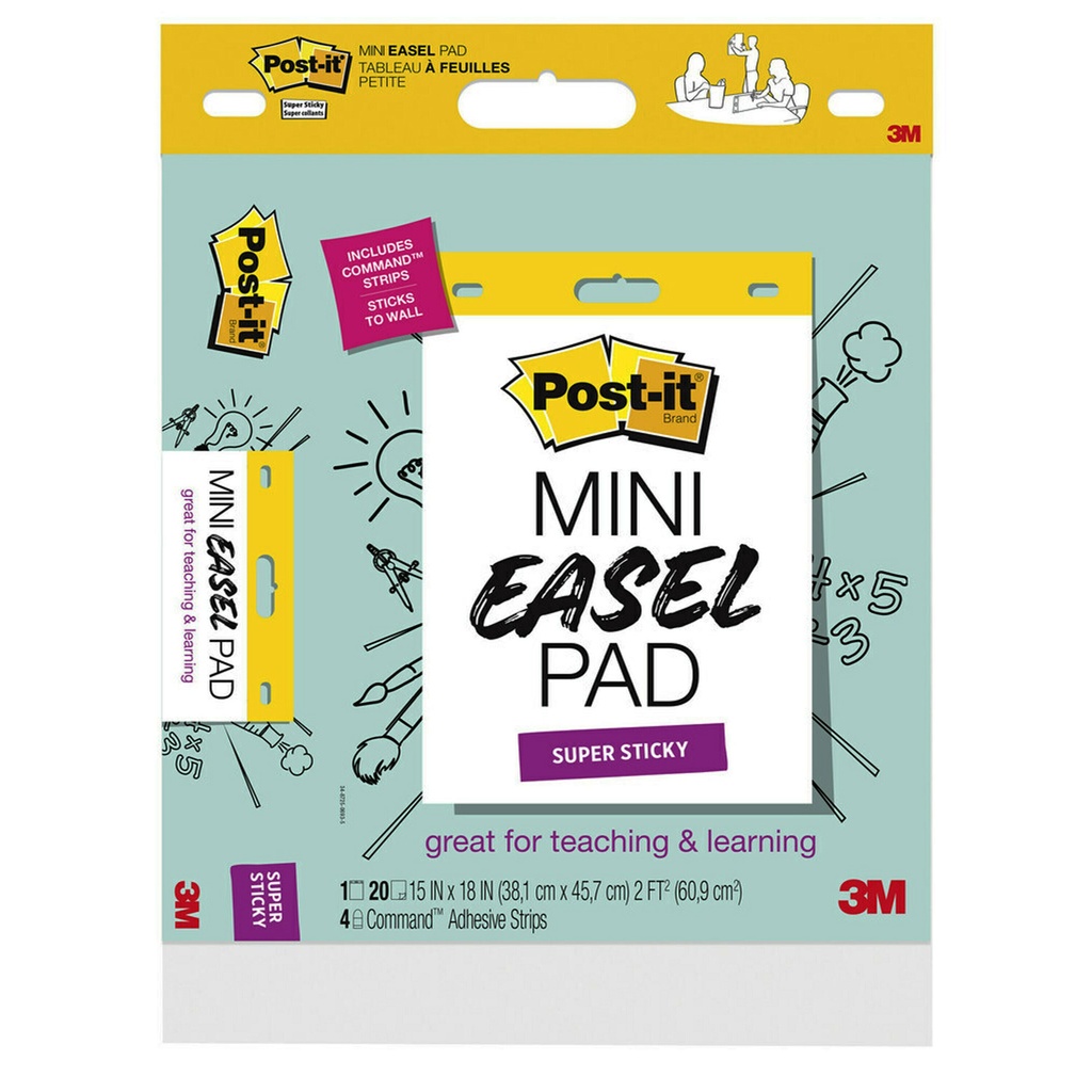 Post‑it® Super Sticky Mini Easel Pad — 15" × 18", 20 sheets