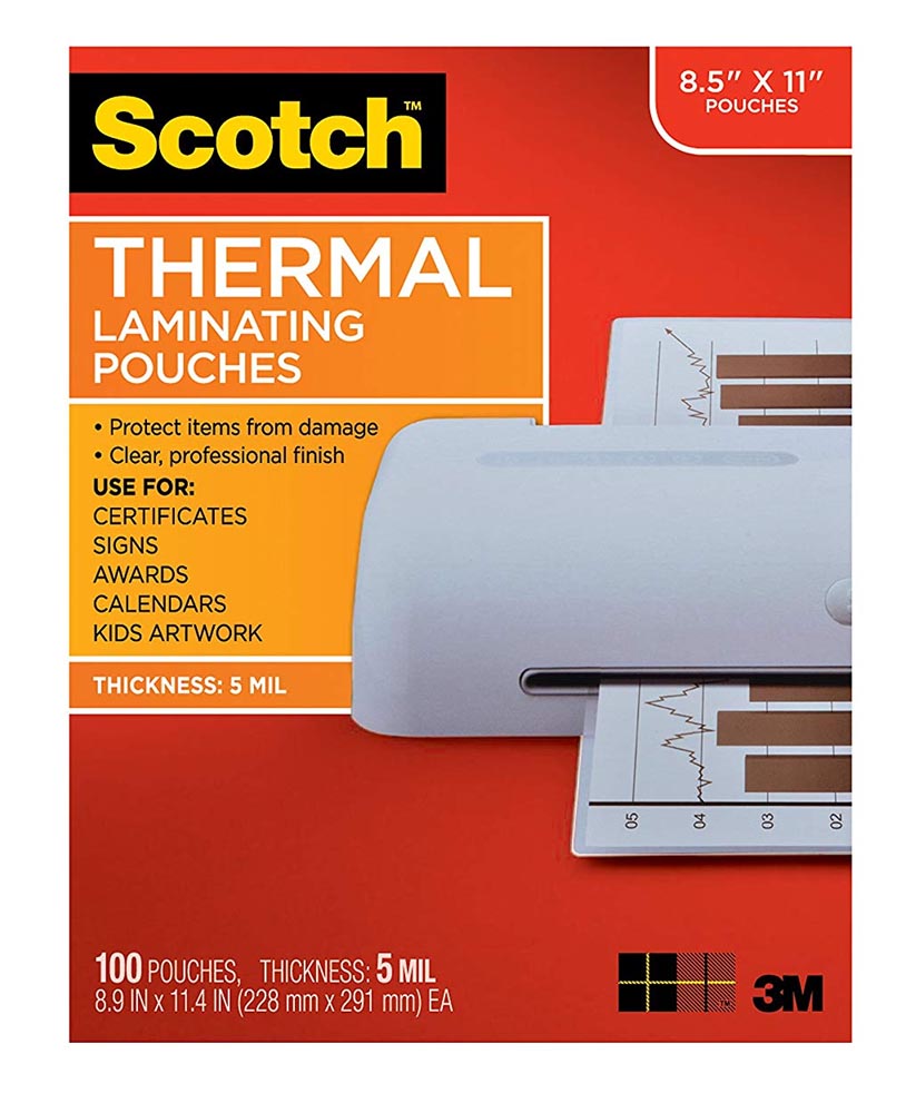 100ct Scotch 8.5in x 11in Thermal Laminating Pouches 5 mil