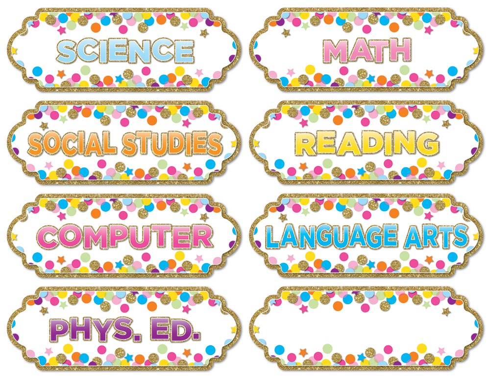 Confetti Classroom Subjects Magnetic Die-Cut Timesavers &amp; Labels