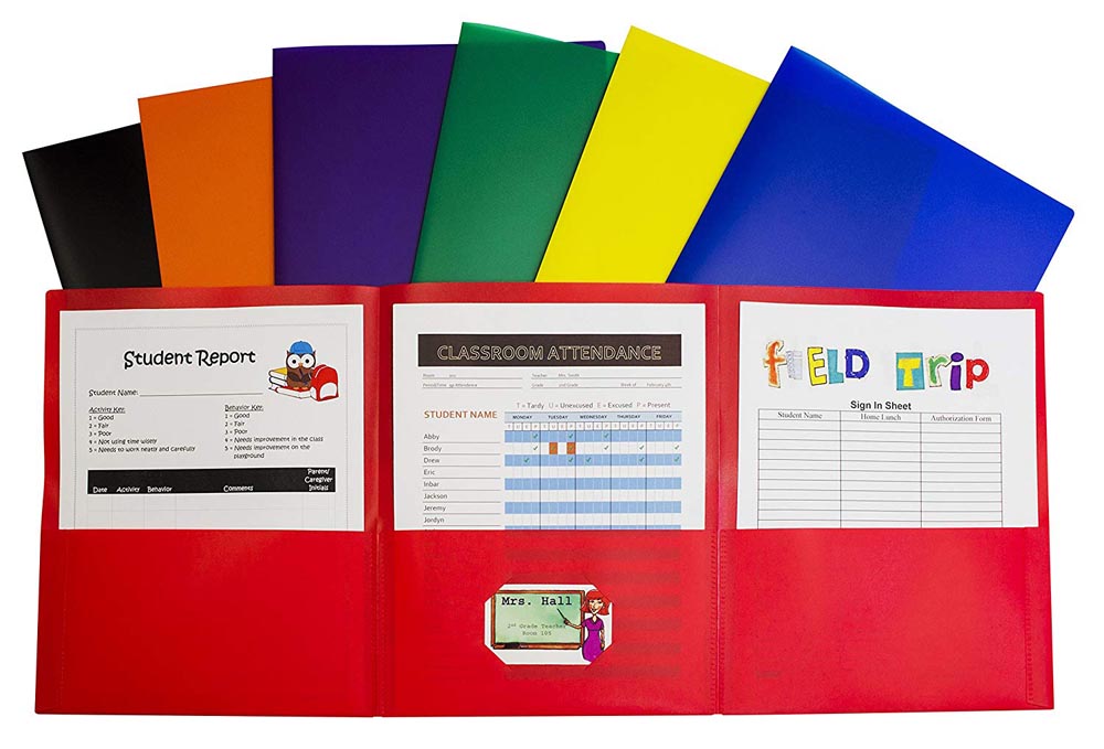 24ct Yellow Tri-Fold Poly Pocket Folders