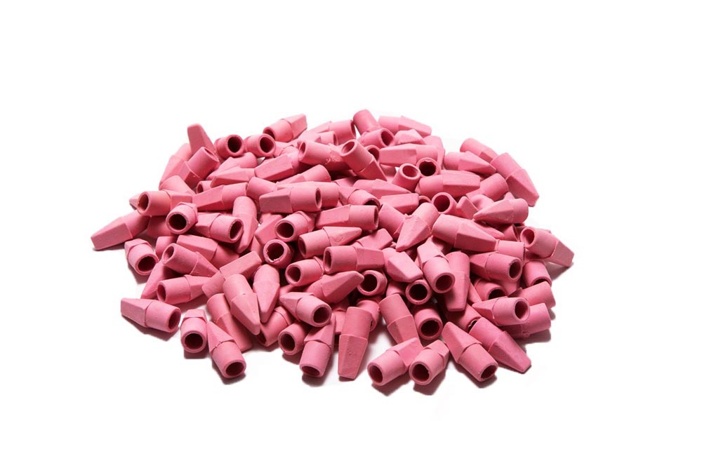 144ct Pink Wedge Erasers Caps