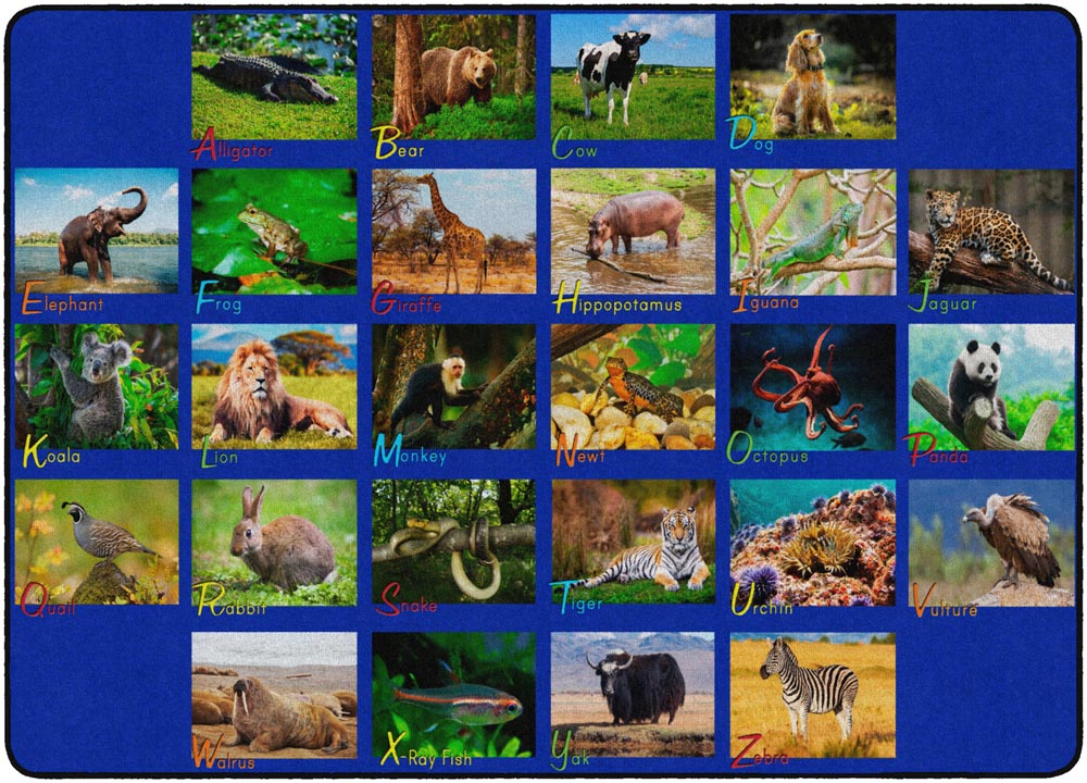 7ft 6in x 12ft Alphabet Animals Carpet