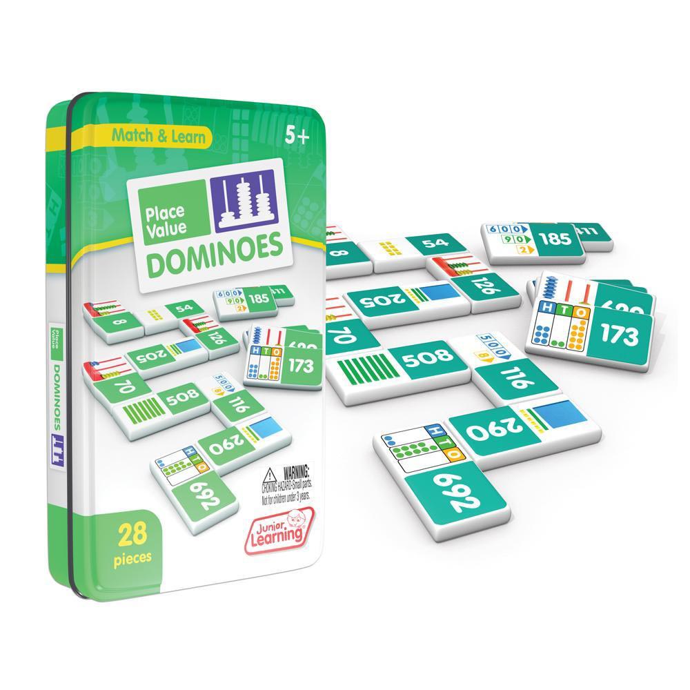 Junior Learning® Place Value Match and Learn Dominoes — 28 Pieces in Tin