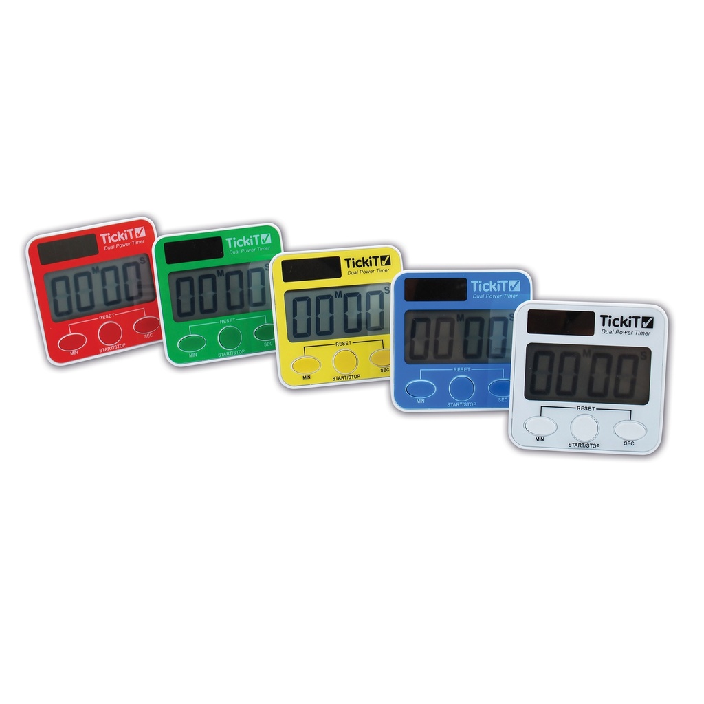 TickiT® Dual Power Timer Set — Set of 5 Solar & Battery Timers