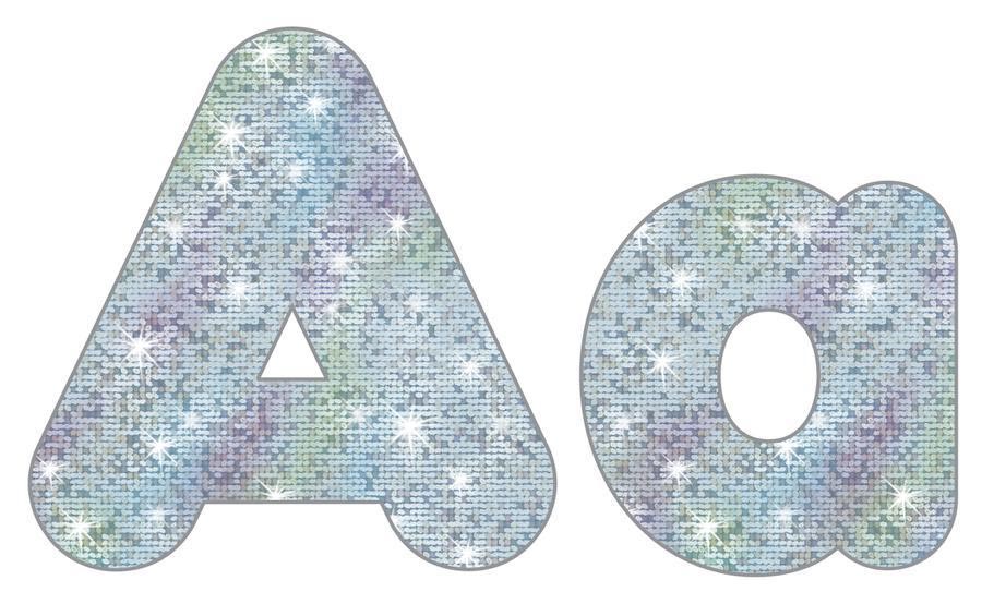 Silver Sparkle  4" Casual Font Ready Letters