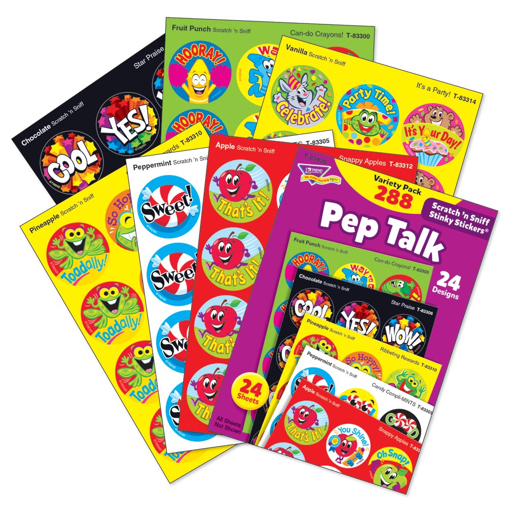 TREND® Pep Talk Scratch 'n Sniff Stinky Stickers® Variety Pack — Motivational scented reward stickers