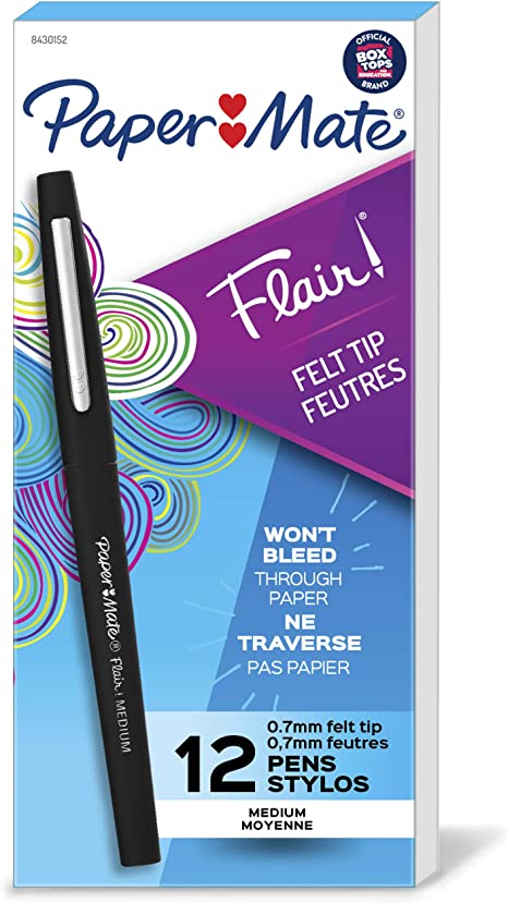 Paper Mate® Flair® Felt‑Tip Pens, Black, 0.7 mm — Dozen