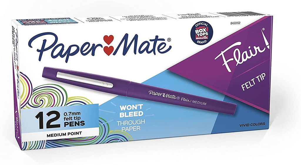 Paper Mate® Flair® Felt Tip Pens — Medium 0.7 mm, Purple, 12/Box