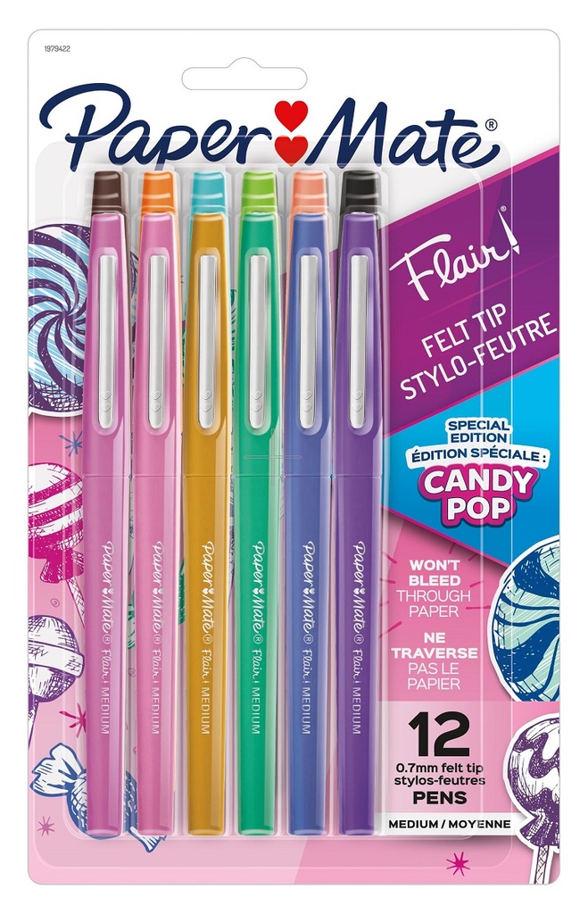 PaperMate Flair 12 Color Med Point Candy Pop Pens