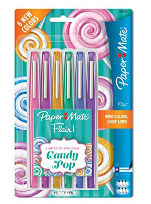 PaperMate Flair 6 Color Medium Point Candy Pop Pens