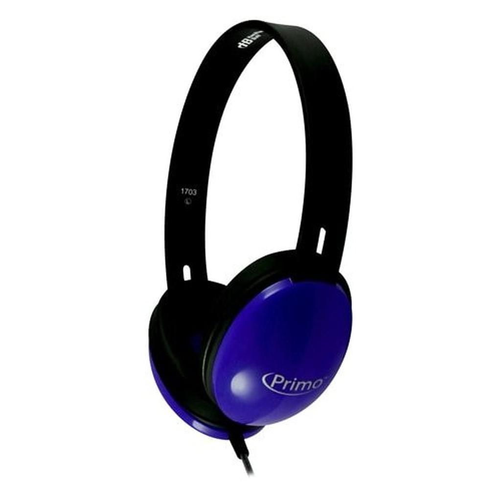 HamiltonBuhl® Primo™ Stereo Headphones – Blue (PRM100) — Reliable student headphones for devices with a 3.5 mm jack