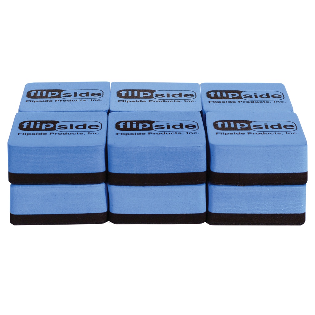 Flipside® Magnetic Whiteboard Student Erasers, Blue, 12‑Pack, 2" × 2"