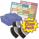 Charles Leonard® Dry Erase Pocket Class Pack, 30 Sets, Holds 9" x 12" inserts, 30 pockets + 30 markers + 30 cloths