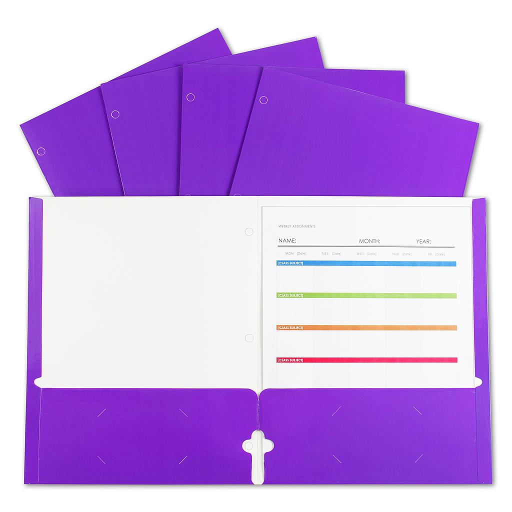 Purple Laminated Paper Two Pocket Portfolios 25ct