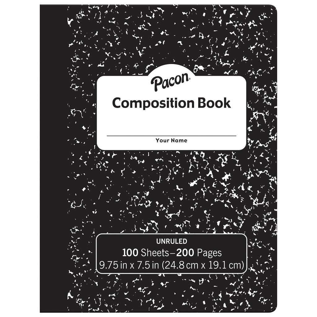 Black Unruled Marble Composition Book