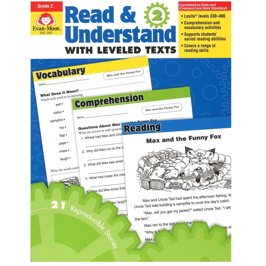 Evan-Moor® Read & Understand with Leveled Texts, Grade 2 (Reproducibles)