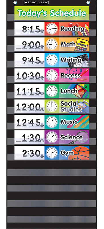 Black Daily Schedule Pocket Chart Kit