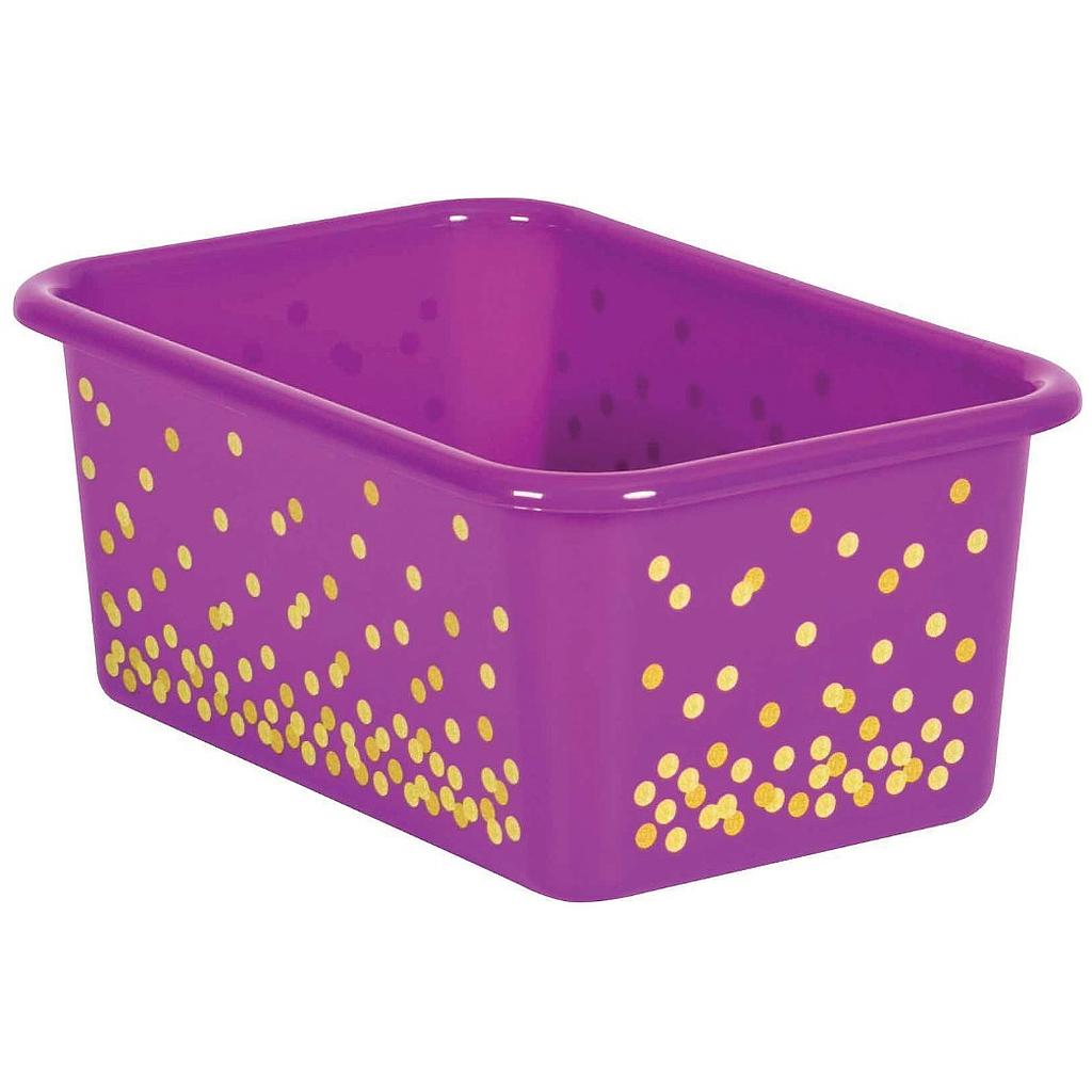 Purple Confetti Small Plastic Storage Bin