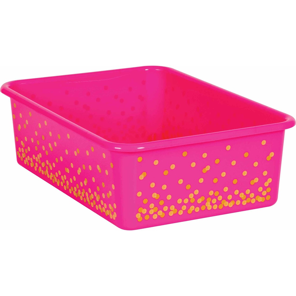 Pink Confetti Large Plastic Storage Bin