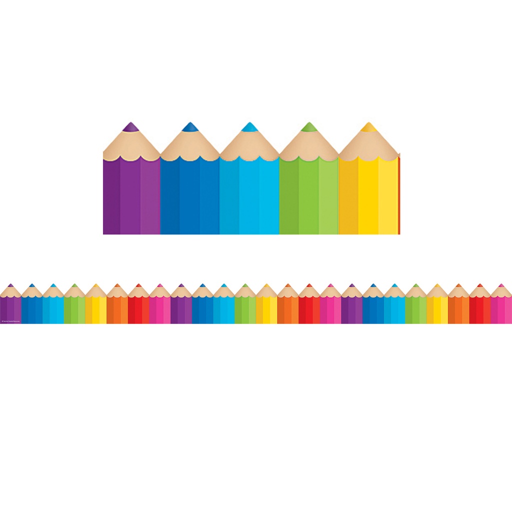 Teacher Created Resources® Colored Pencils Die-Cut Border Trim, 12 Strips (≈35 ft)