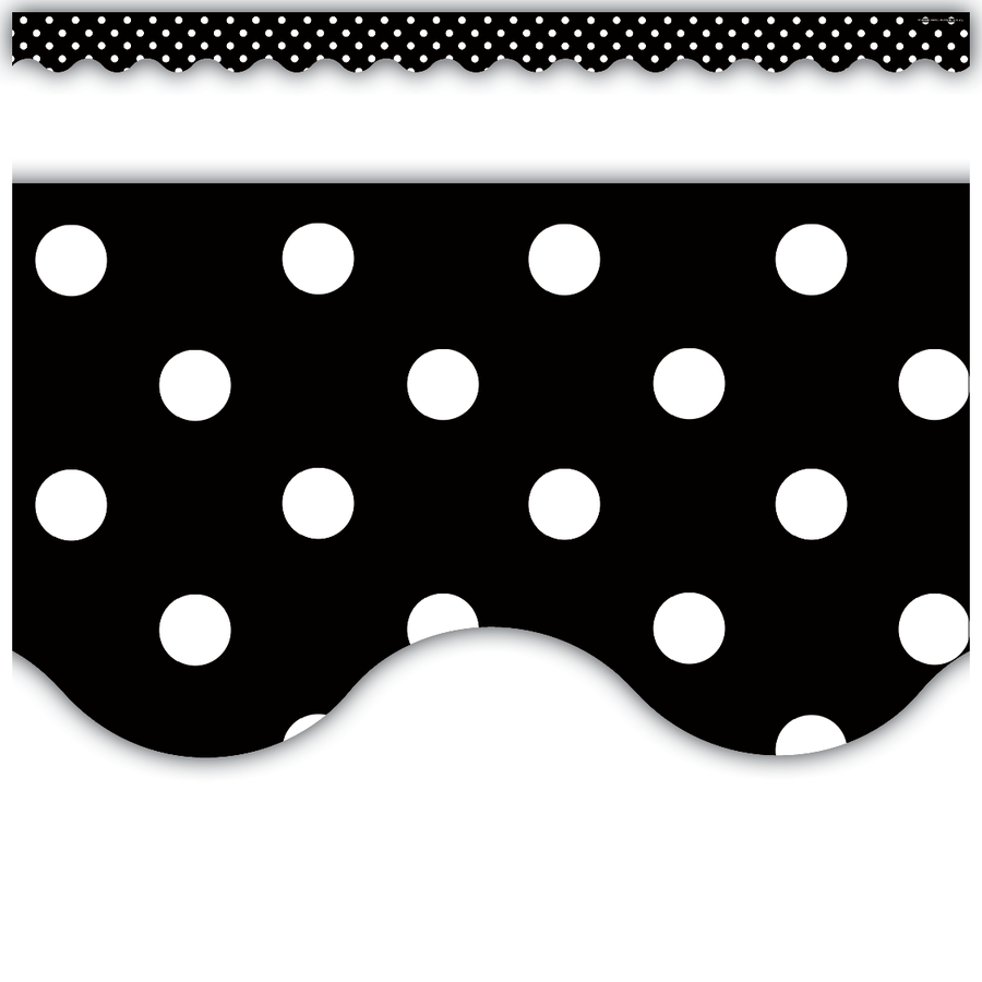 Teacher Created Resources® Black Polka Dots Scalloped Border Trim — 35 ft (12 pieces)
