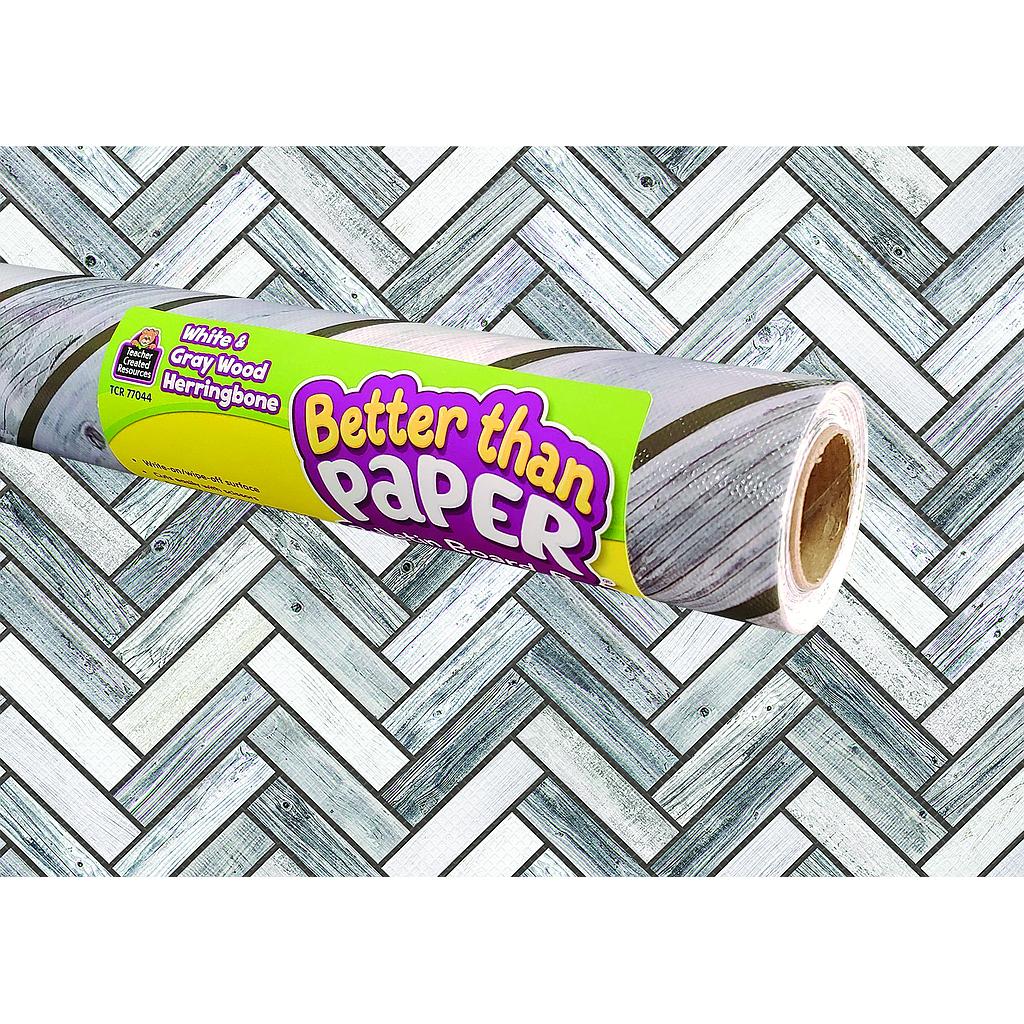 Teacher Created Resources® Better Than Paper® White & Gray Herringbone Bulletin Board 4 Roll Pack