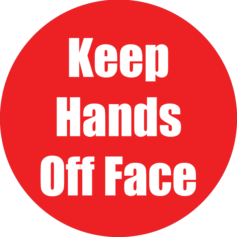 Keep Hands Off Face Non-Slip Floor Stickers Red 5 Pack