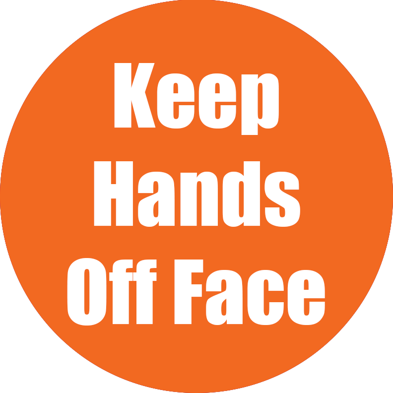 Keep Hands Off Face Non-Slip Floor Stickers Orange 5 Pack