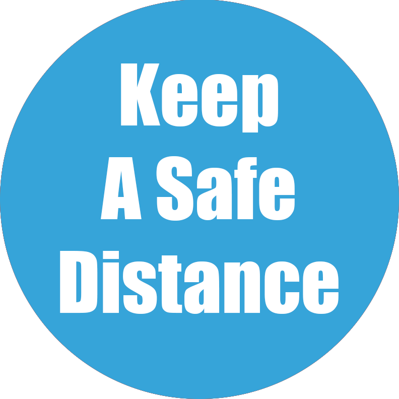 Keep Safe Distance Non-Slip Floor Stickers Cyan 5 Pack
