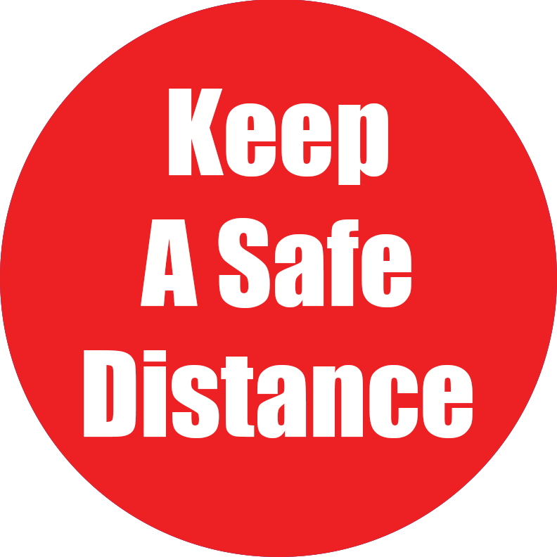 Keep Safe Distance Non-Slip Floor Stickers Red 5 Pack