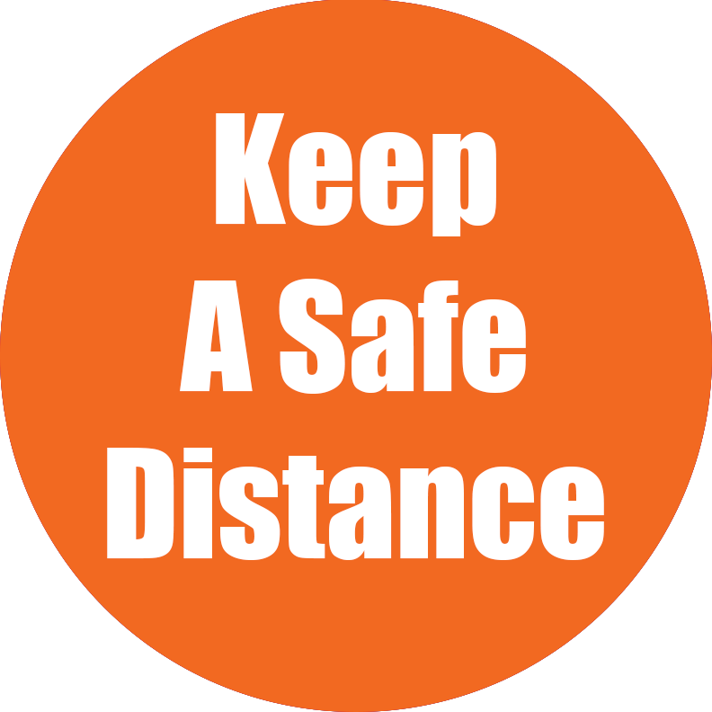 Keep Safe Distance Non-Slip Floor Sticker Orange 5 Pack