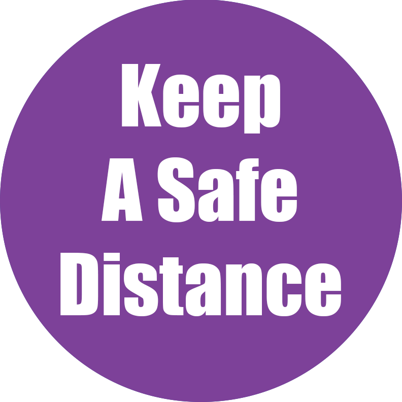 Keep Safe Distance Non-Slip Floor Sticker Purple 5 Pack