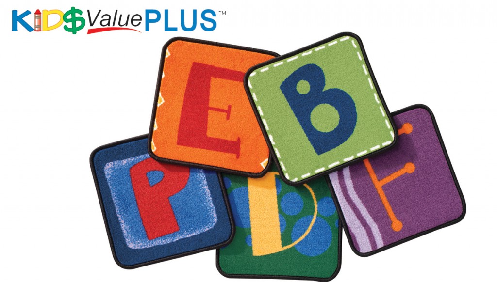 Toddler Alphabet Blocks Seating Kit Primary Set of 26, 14&quot; Squares